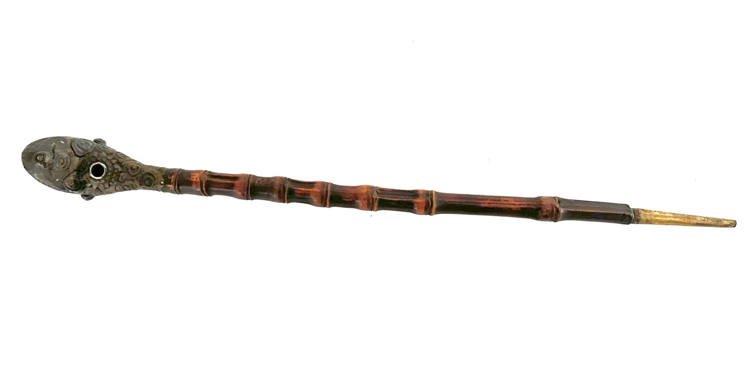 19th Century Chinese Bamboo Opium Pipe For Sale 4