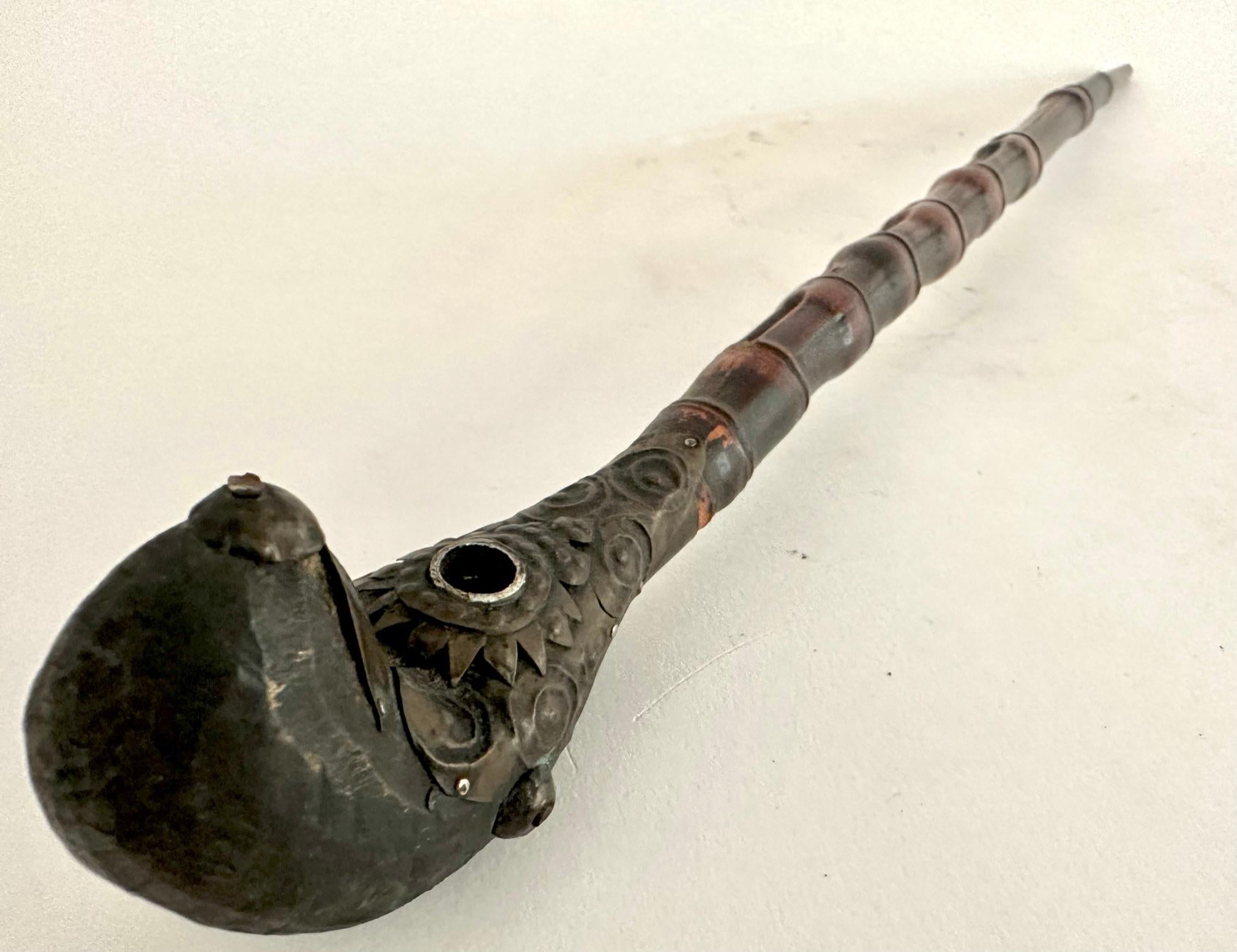 Hand-Crafted 19th Century Chinese Bamboo Opium Pipe For Sale