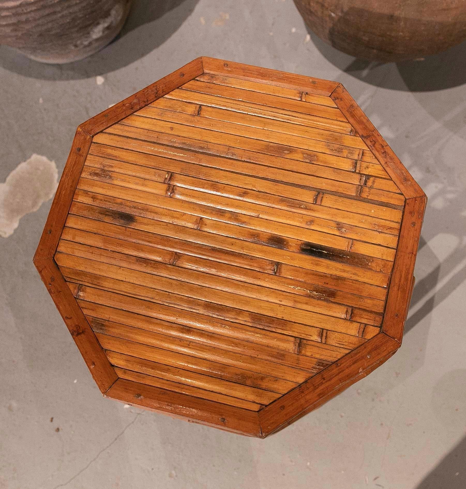 19th Century Chinese Bamboo Side Table with Octagonal Shape 11