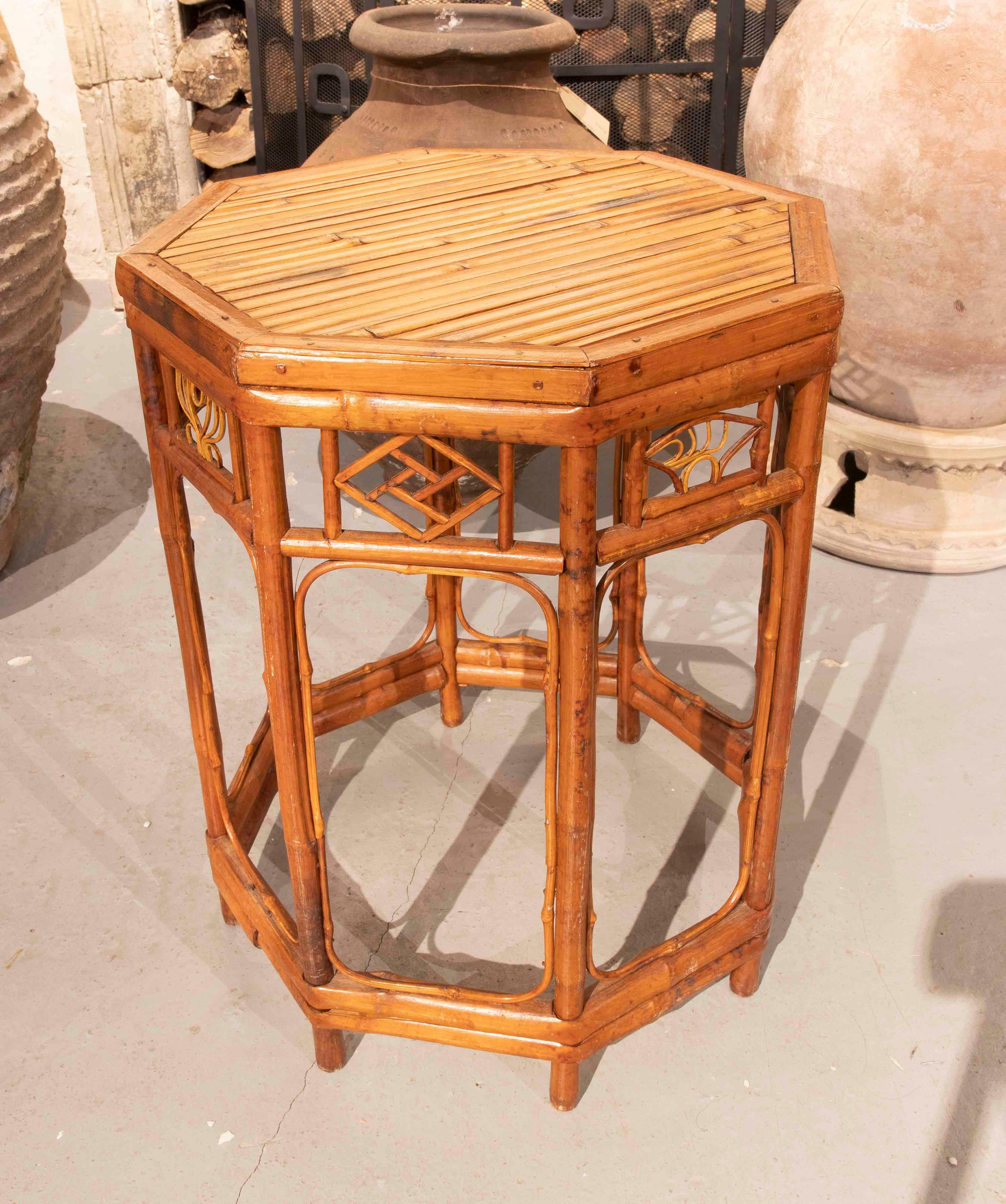 19th Century Chinese Bamboo Side Table with Octagonal Shape 1