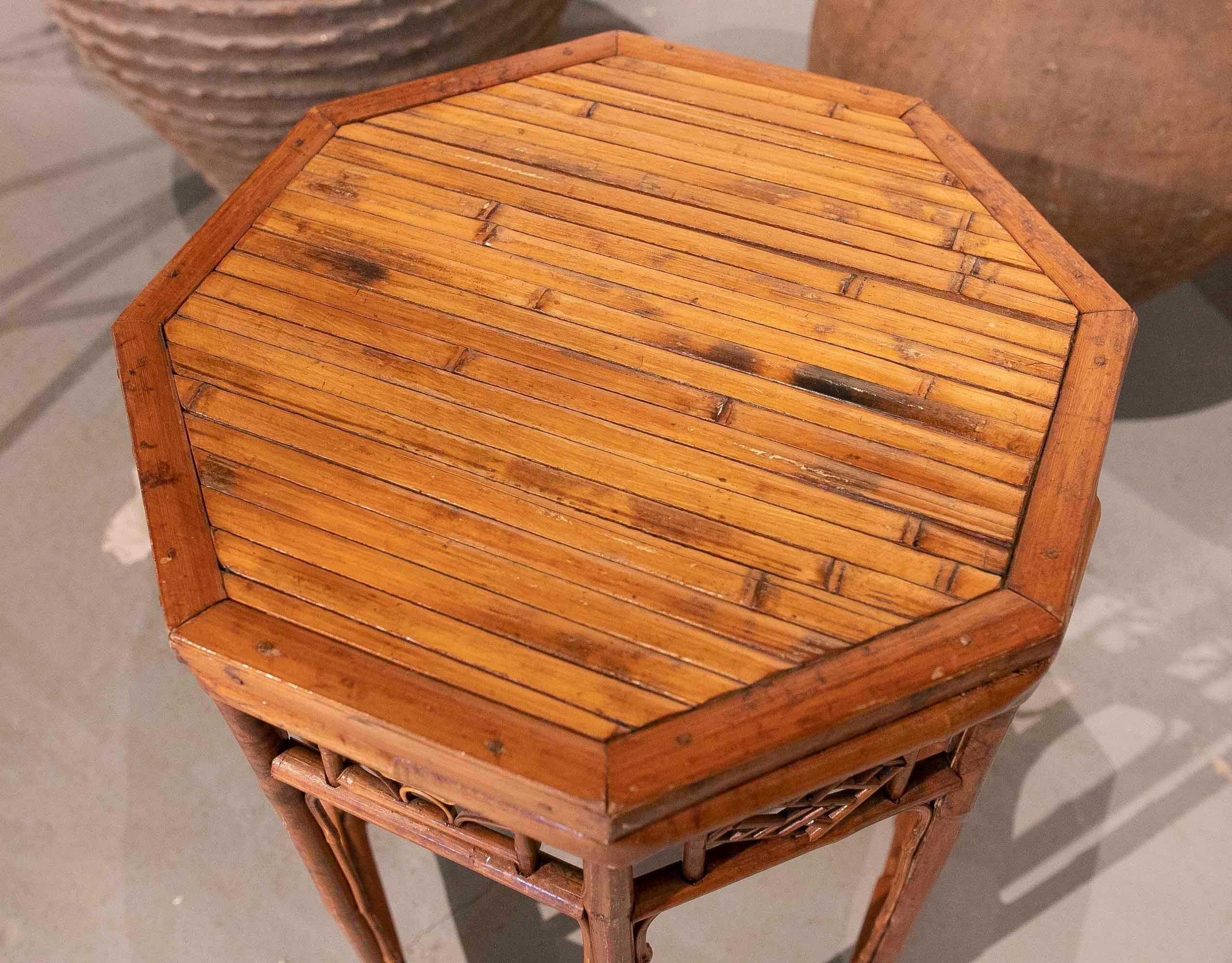 19th Century Chinese Bamboo Side Table with Octagonal Shape 6