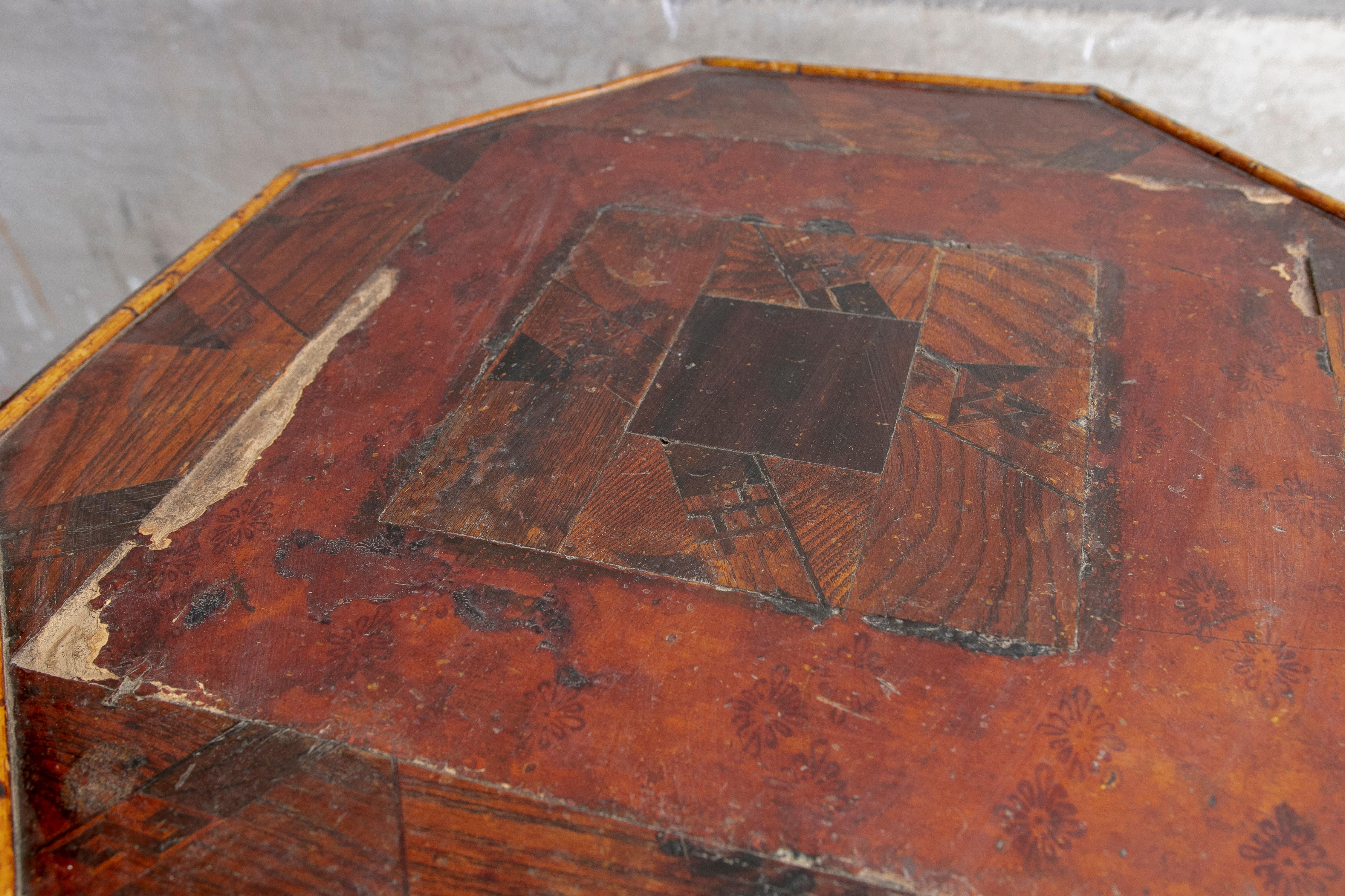 19th Century Chinese Bamboo Side Table with Original Polychromy For Sale 2