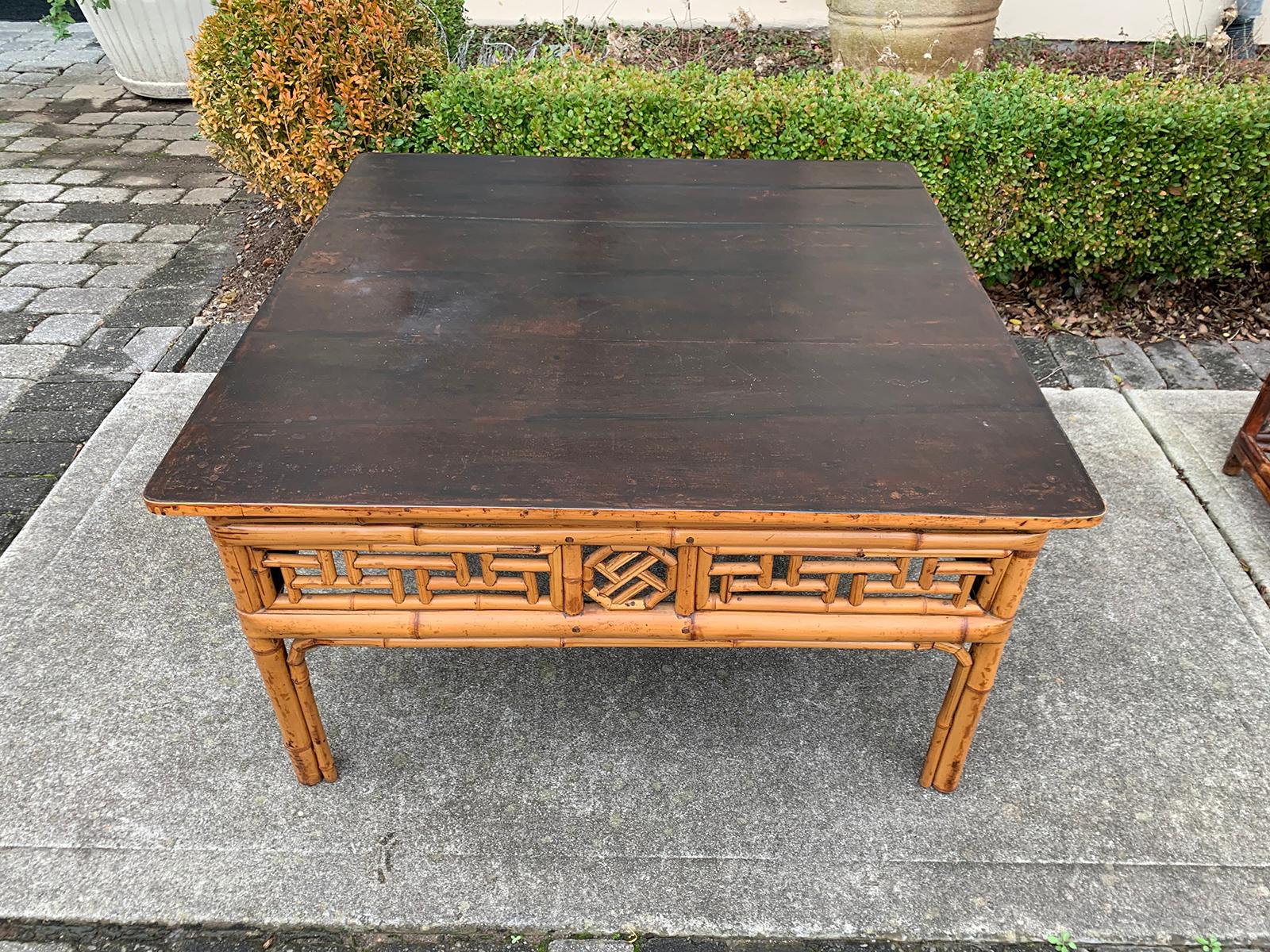 19th Century Chinese Bamboo Square Coffee Table 9