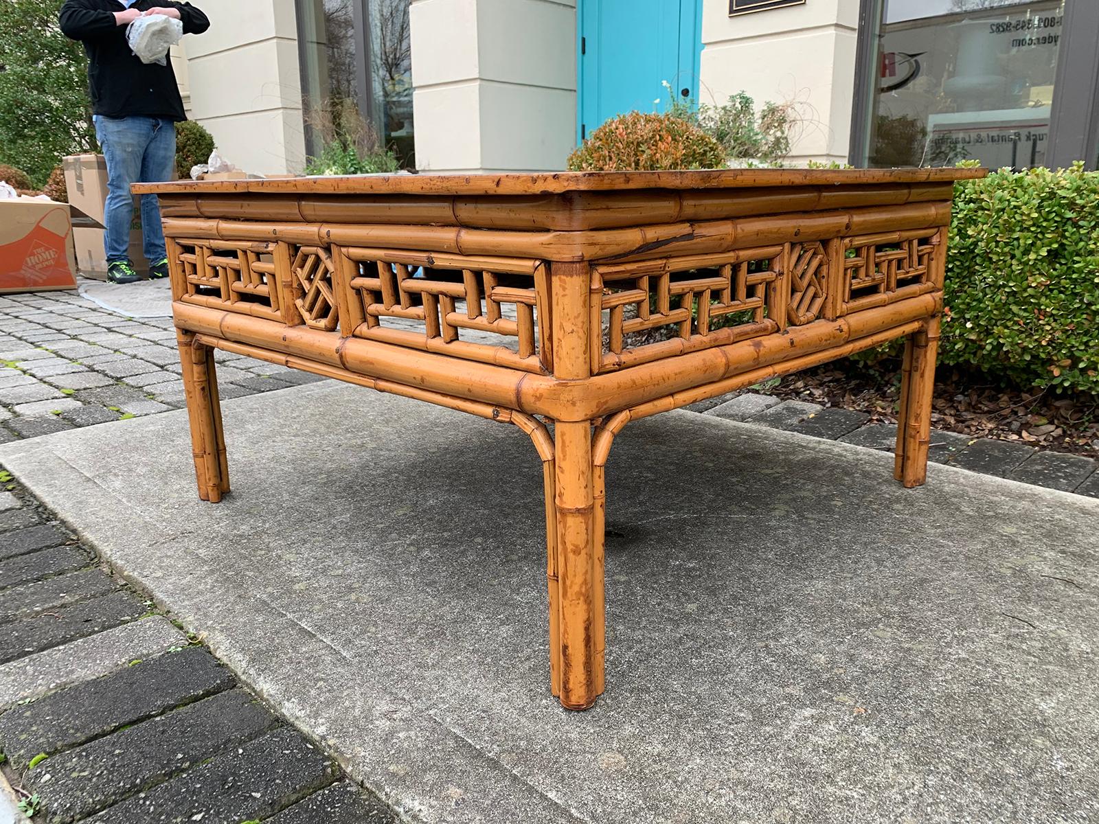 19th Century Chinese Bamboo Square Coffee Table In Good Condition In Atlanta, GA