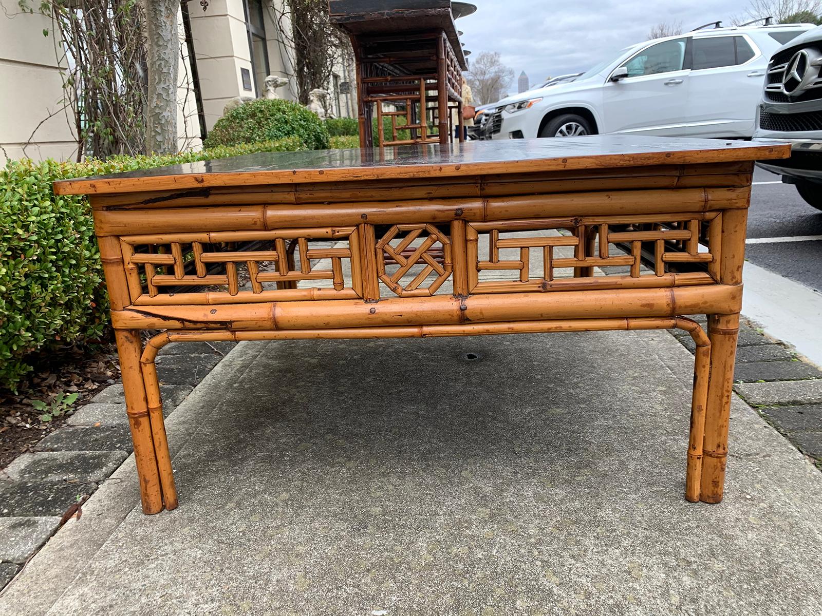 19th Century Chinese Bamboo Square Coffee Table 1