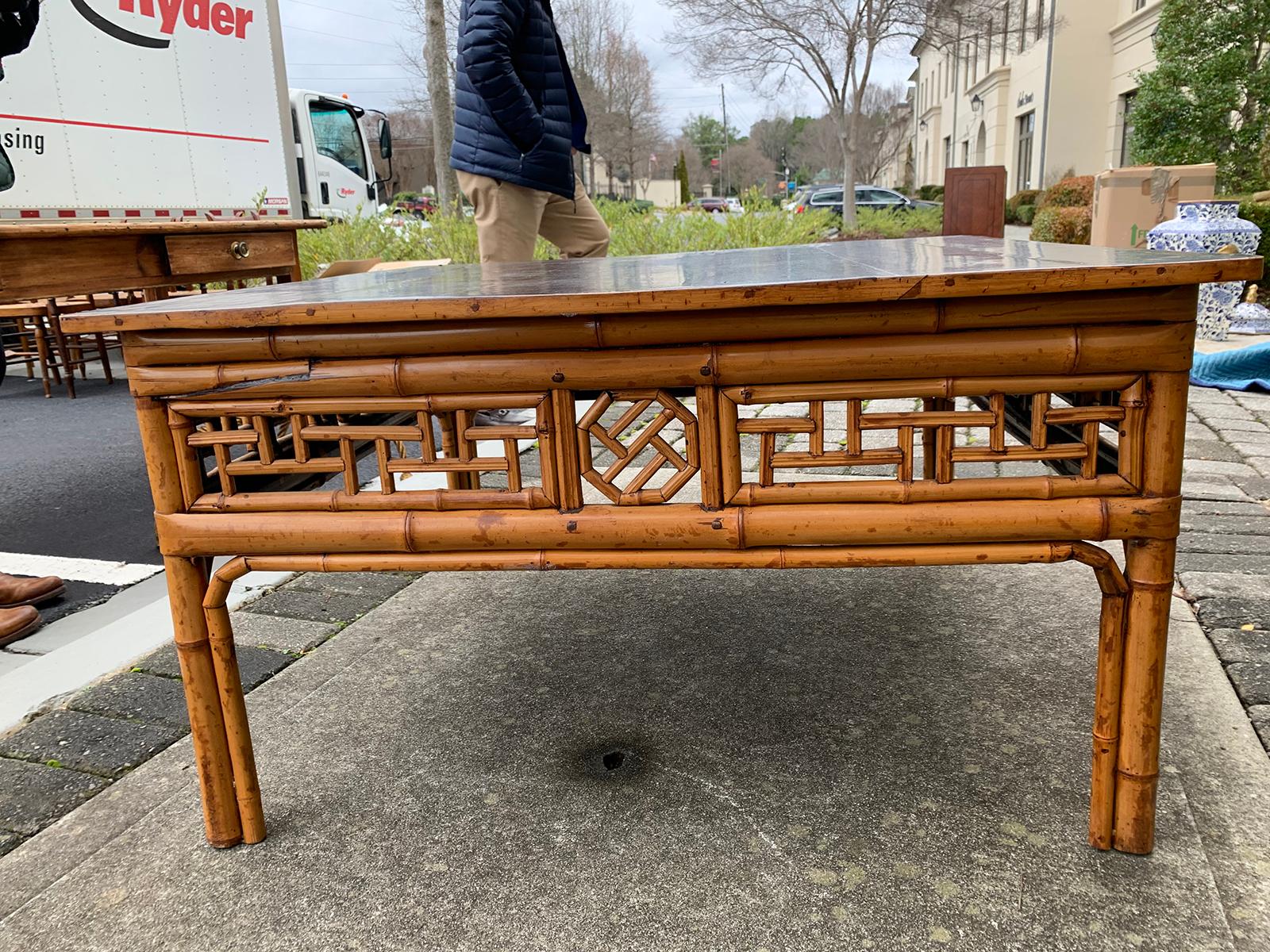 19th Century Chinese Bamboo Square Coffee Table 3