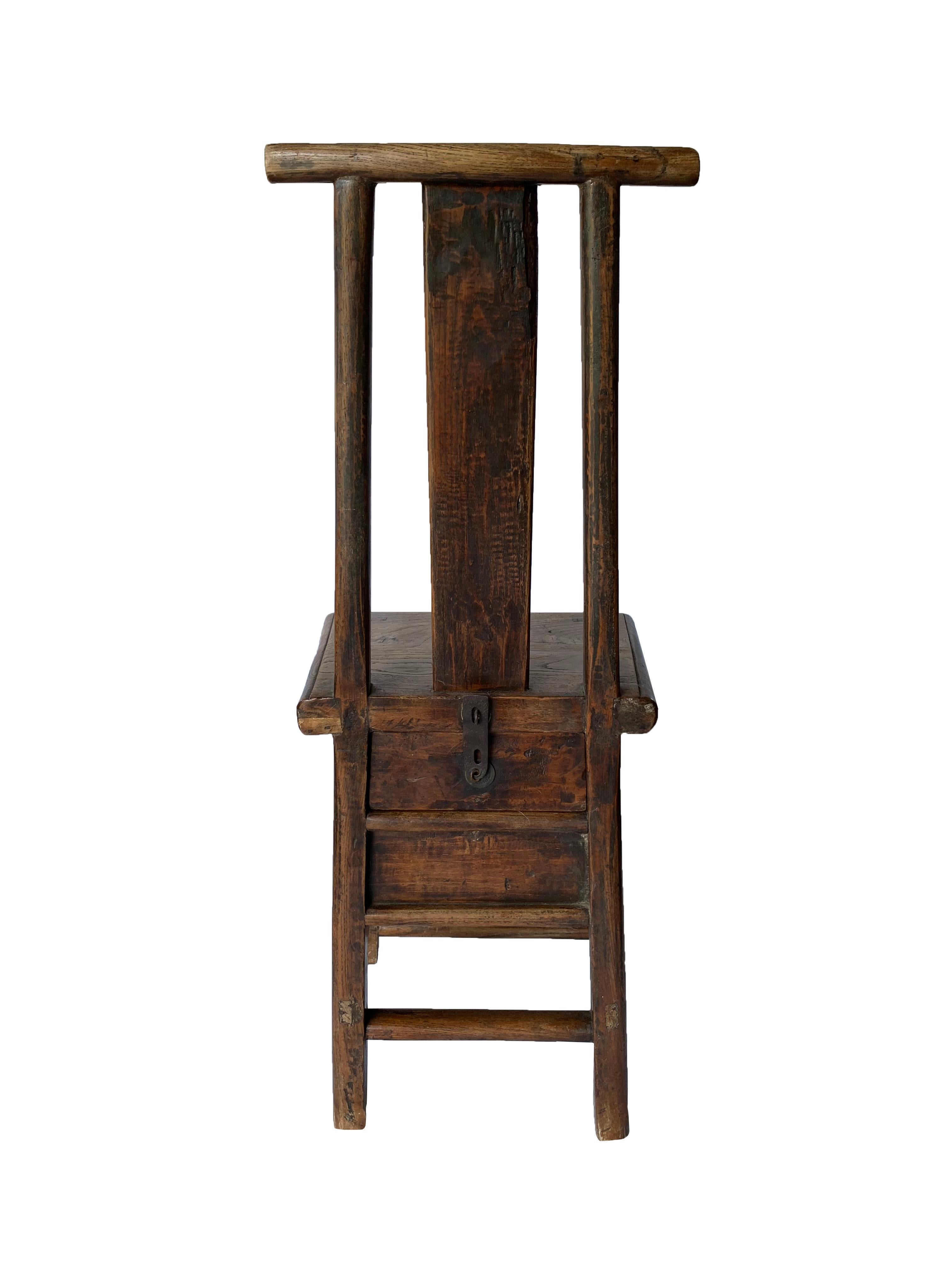 19th Century Chinese Barber Stool / Chair with Drawer In Good Condition For Sale In Jimbaran, Bali