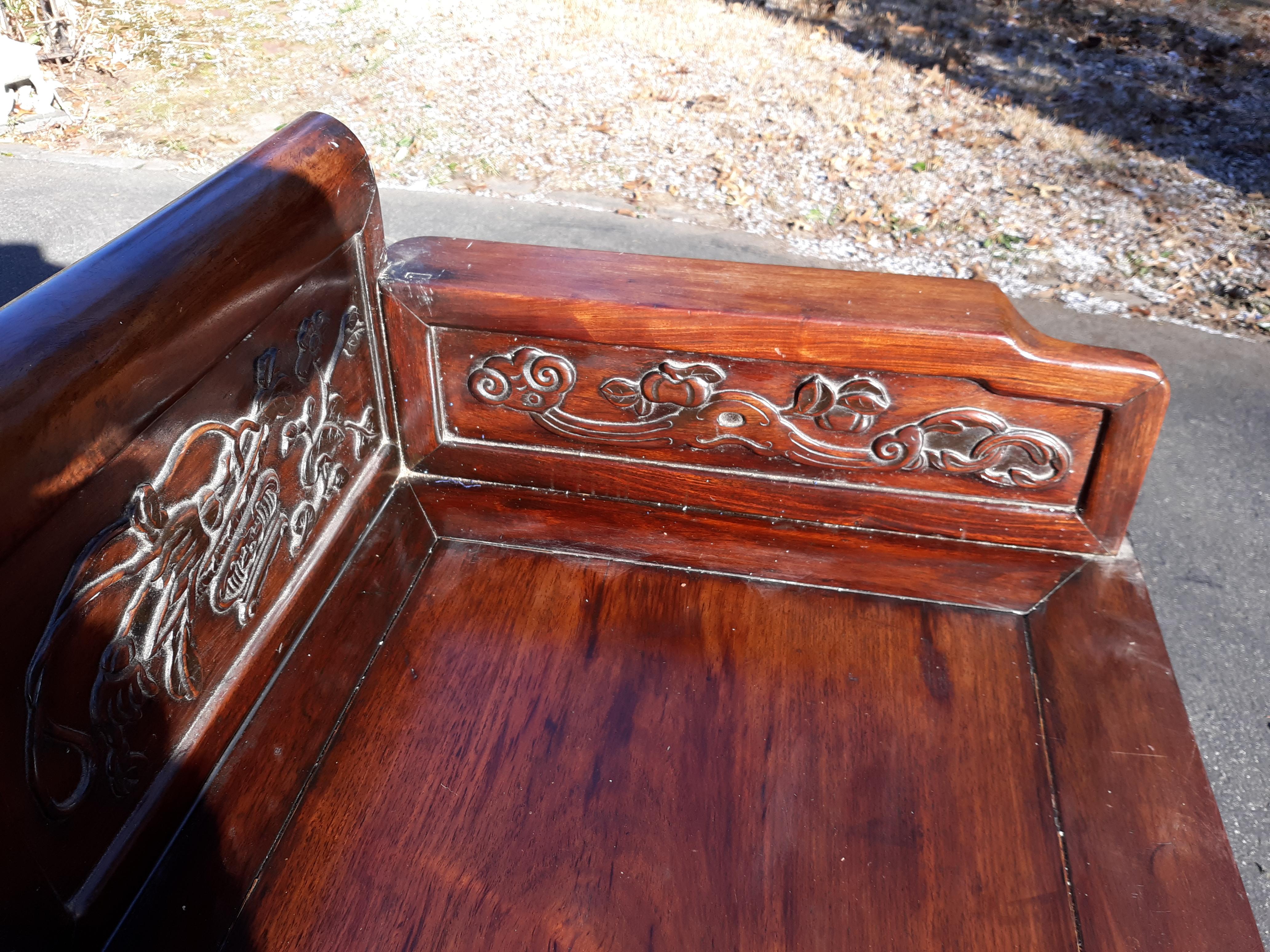 Hand-Carved 19th Century Chinese Bench Sofa