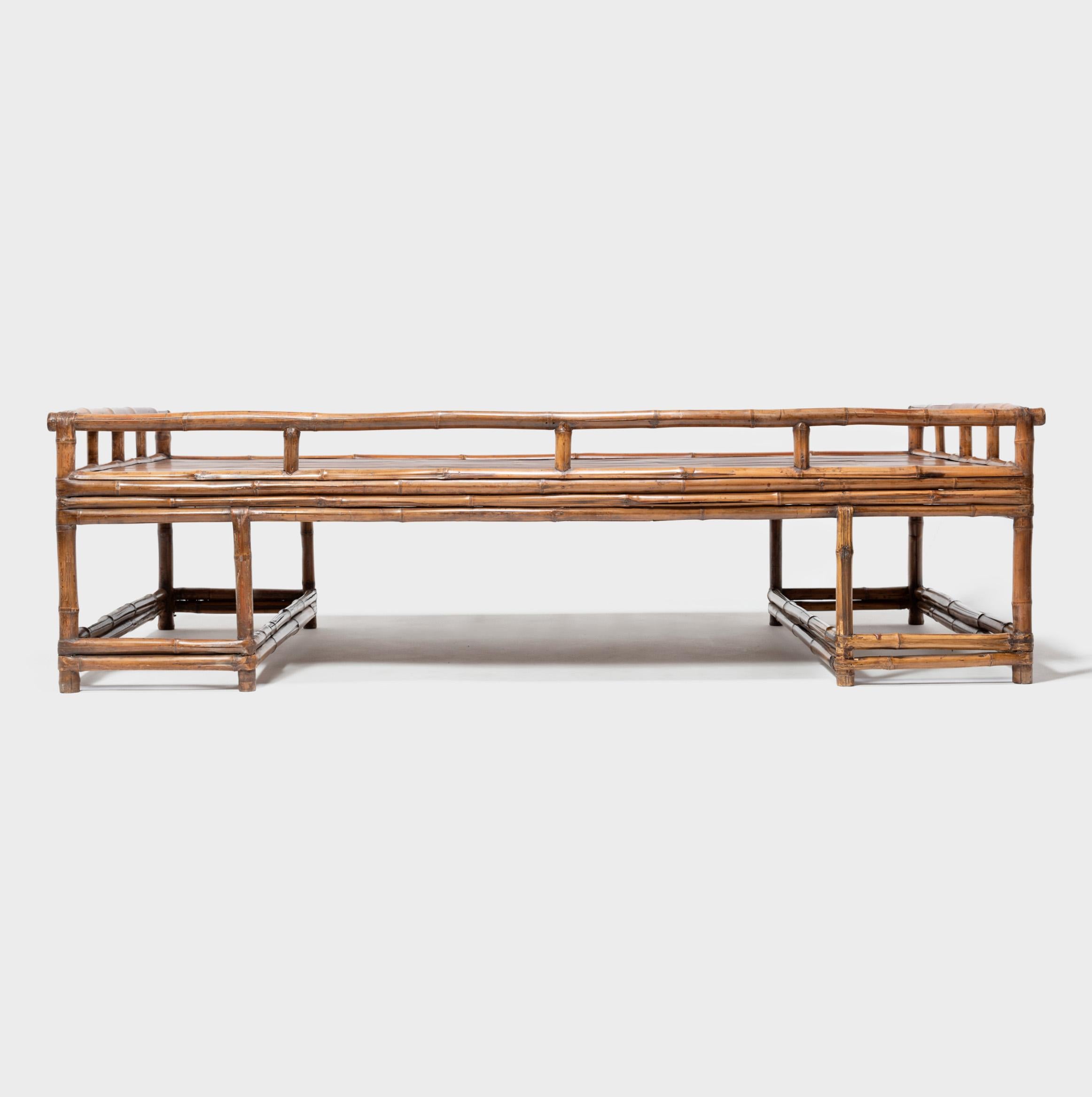 Qing 19th Century Chinese Bent Bamboo Daybed For Sale