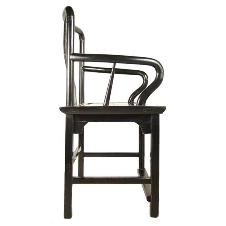 Qing Chinese Black Guanmaoyi Chair, c. 1850 For Sale