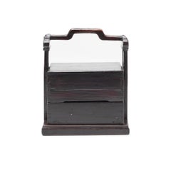 19th Century Chinese Black Lacquer Stacking Box