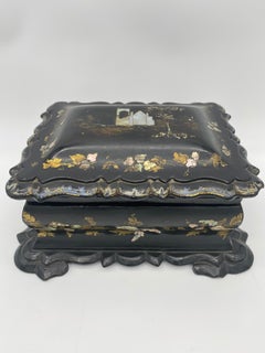 Caja de té china del siglo XIX, lacada en negro