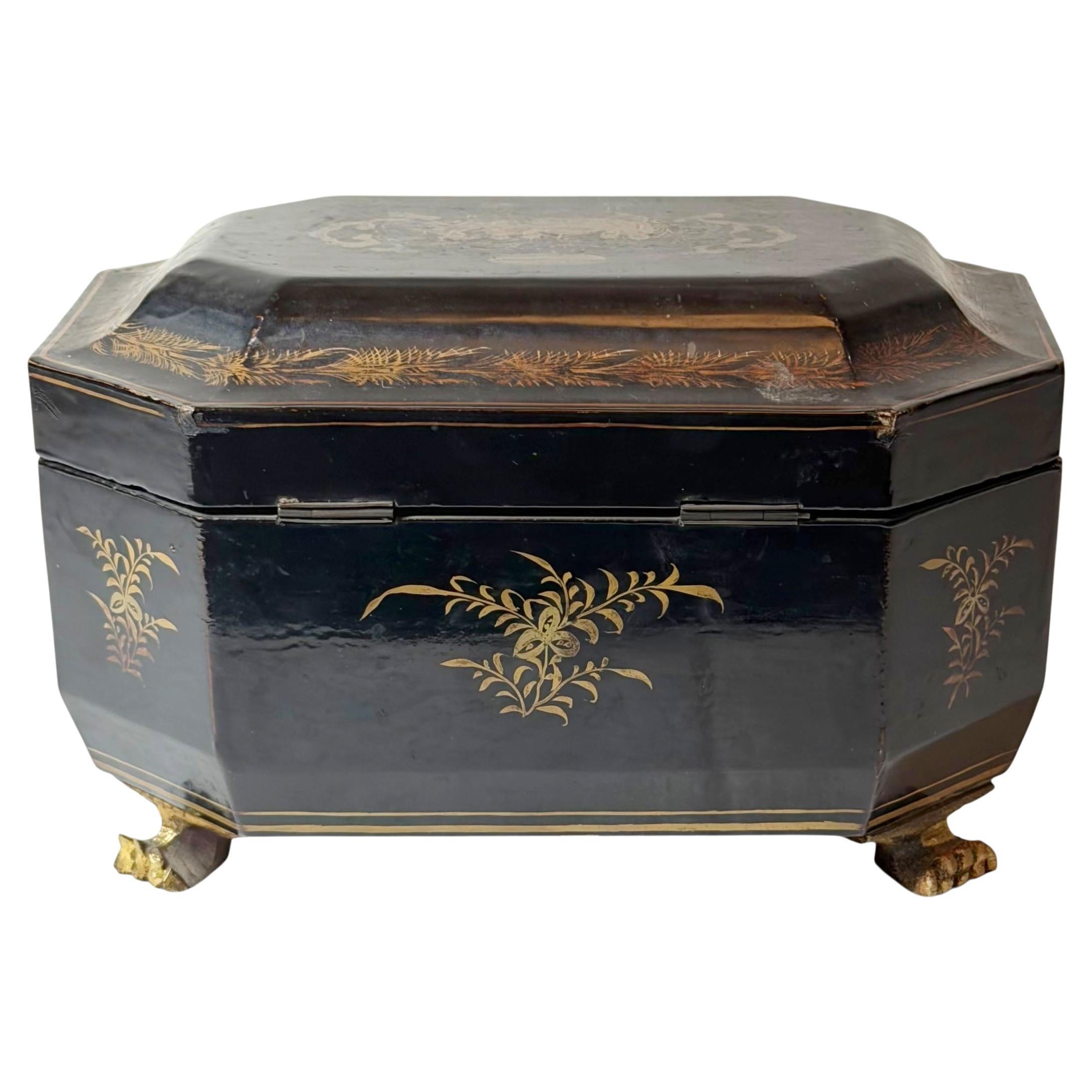 Porta tè in lacca nera cinese del XIX secolo in vendita 2