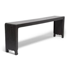 19th Century Chinese Black Lacquer Waterfall Altar Table
