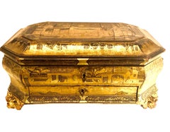 Chinesische Werkkasten aus schwarzem Lack des 19. Jahrhunderts