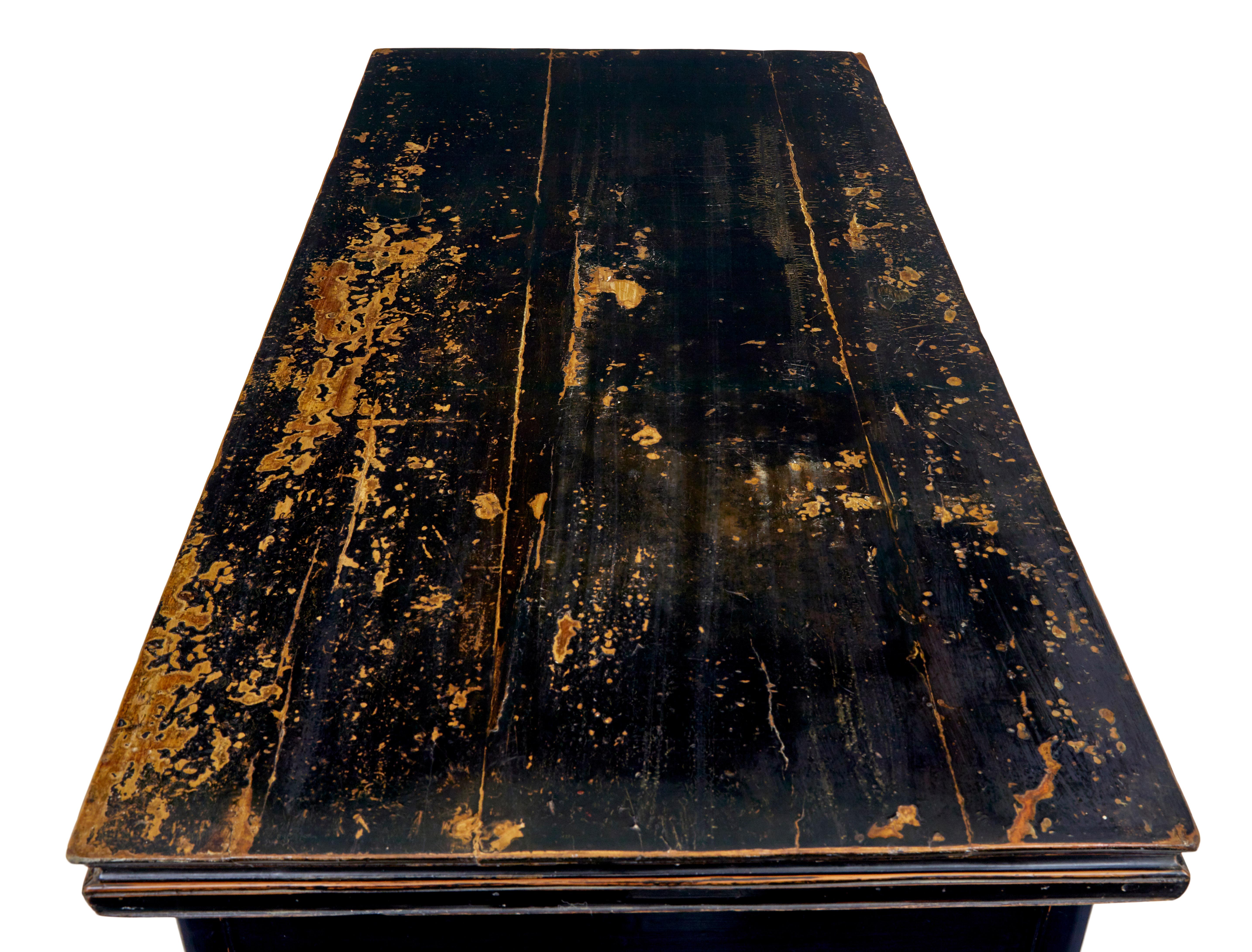 Hand-Carved 19th century Chinese black lacquered desk