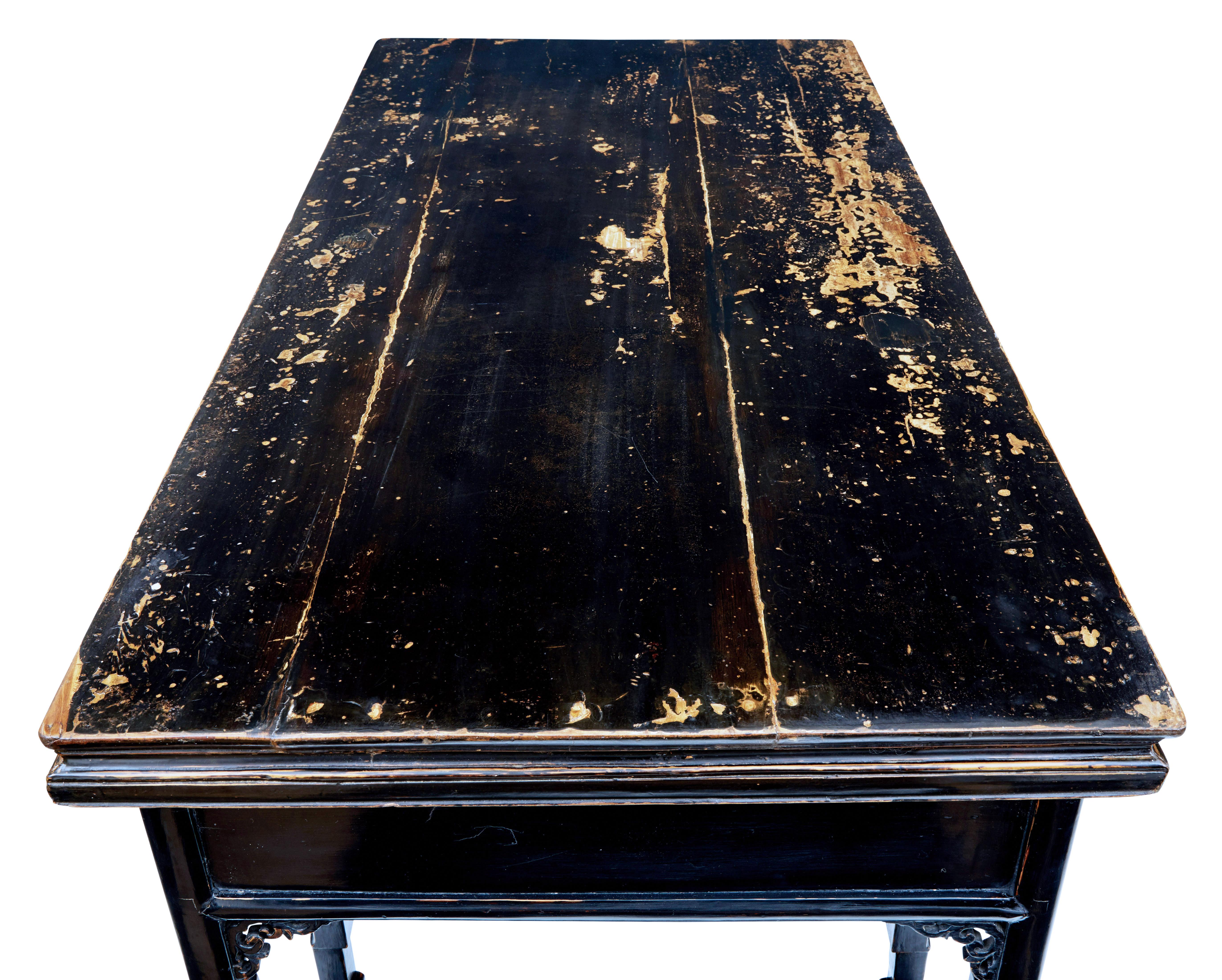 19th Century Chinese Black Lacquered Desk In Good Condition In Debenham, Suffolk
