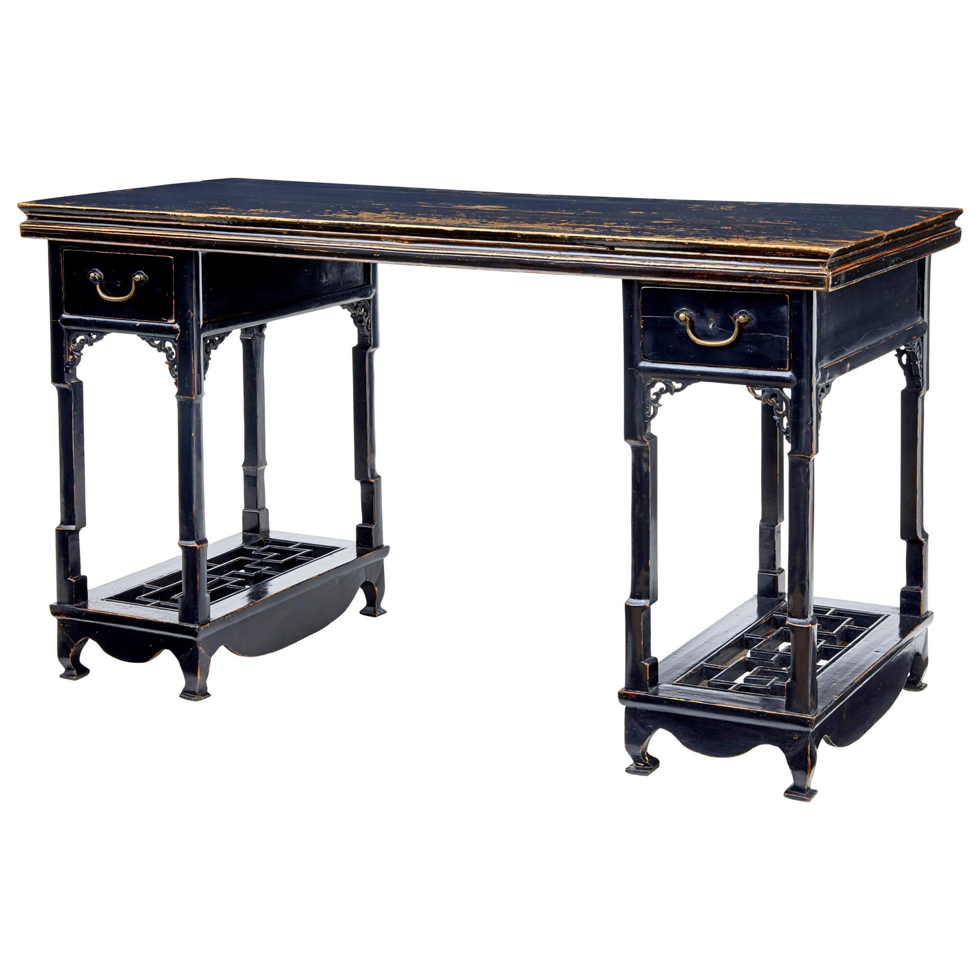 19th Century Chinese Black Lacquered Desk