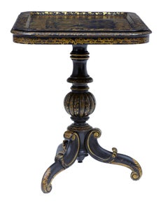 Table à plateau chinoise du 19ème siècle en laque noire