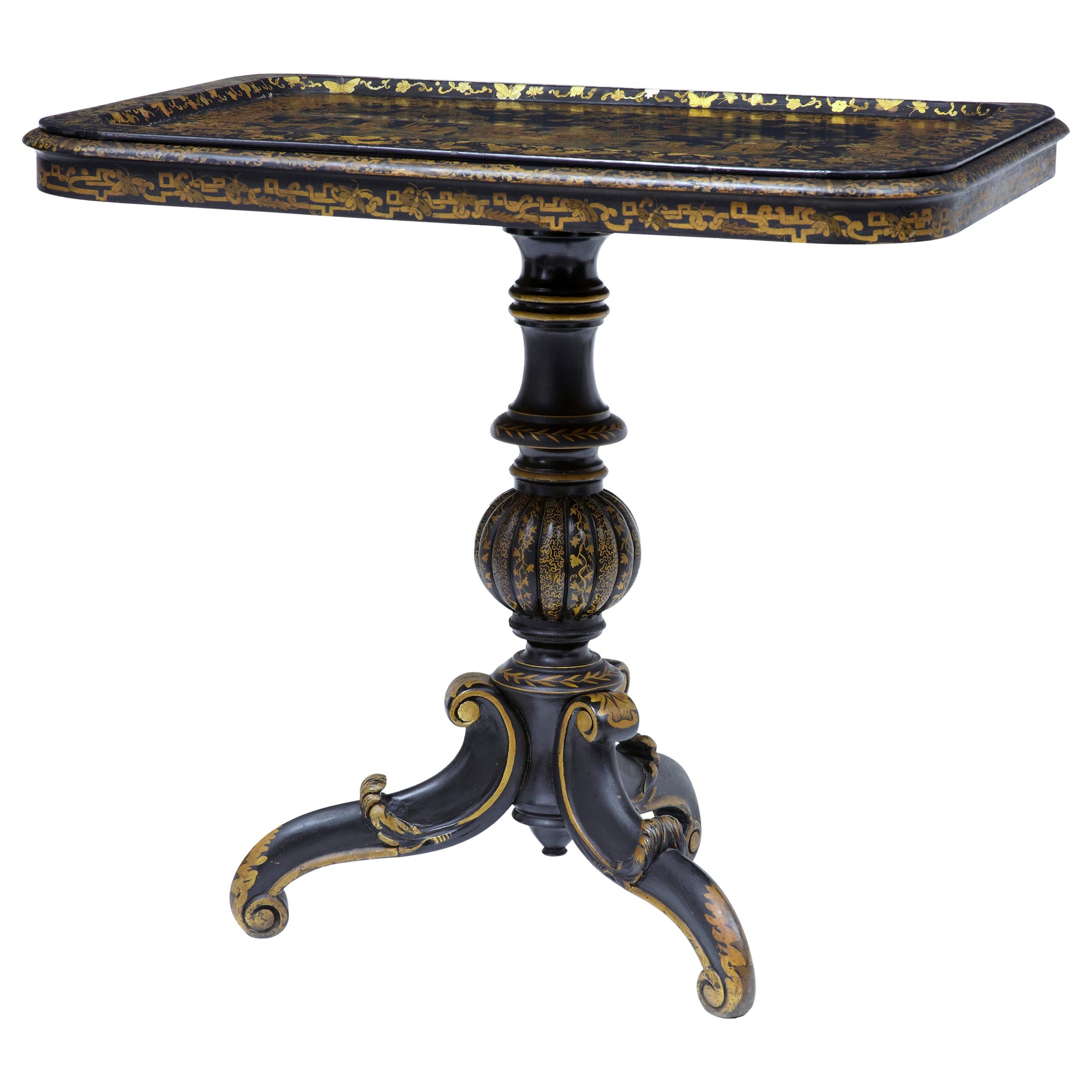 19th Century Chinese Black Lacquered Tray Table