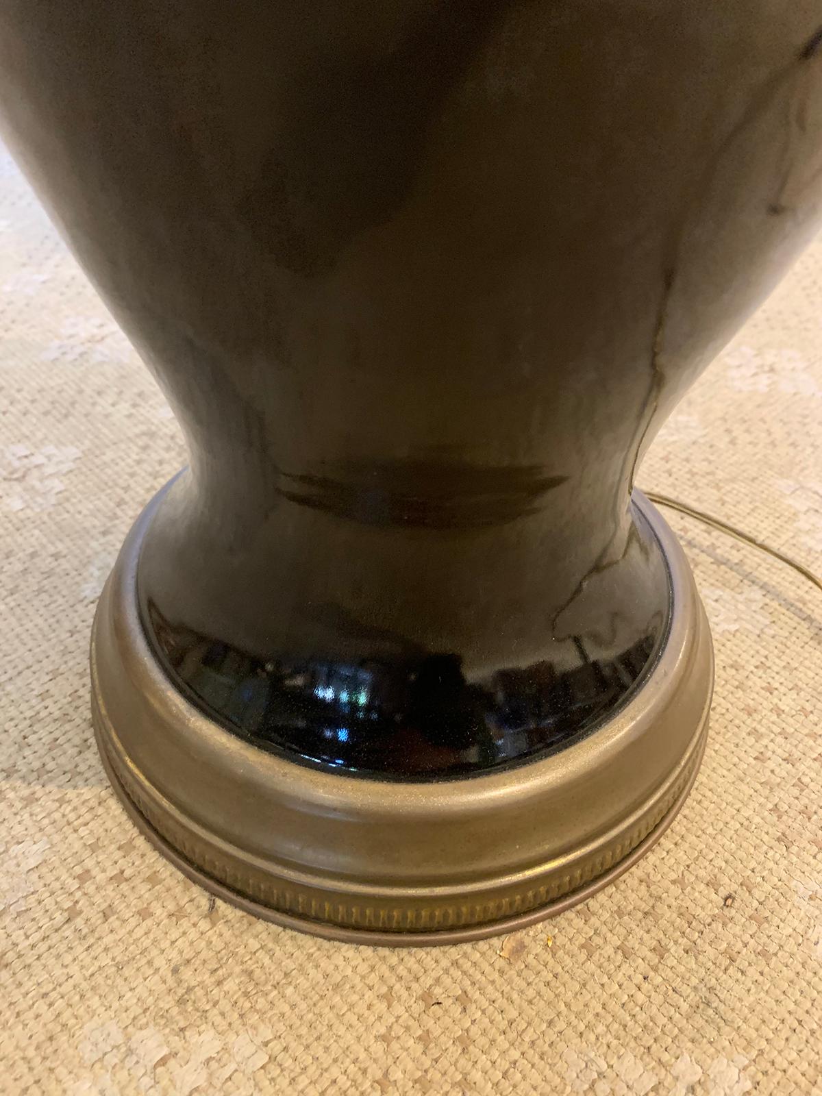 19th Century Chinese Black Mirror Porcelain Vase as Lamp 4