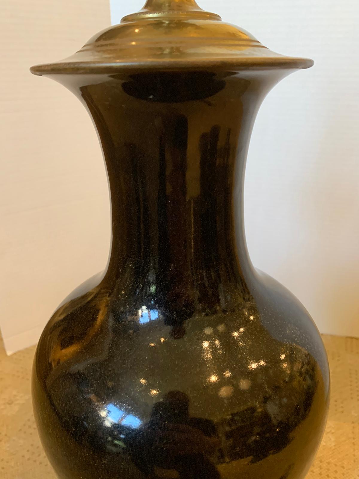 19th Century Chinese Black Mirror Porcelain Vase as Lamp 5