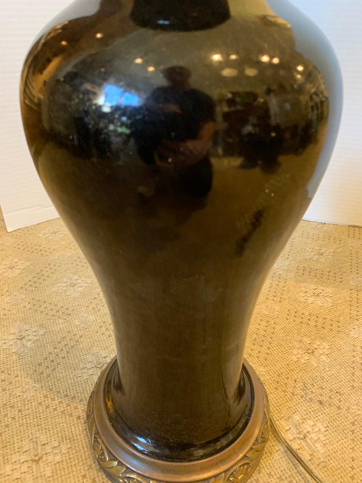 19th Century Chinese Black Mirror Porcelain Vase as Lamp 6