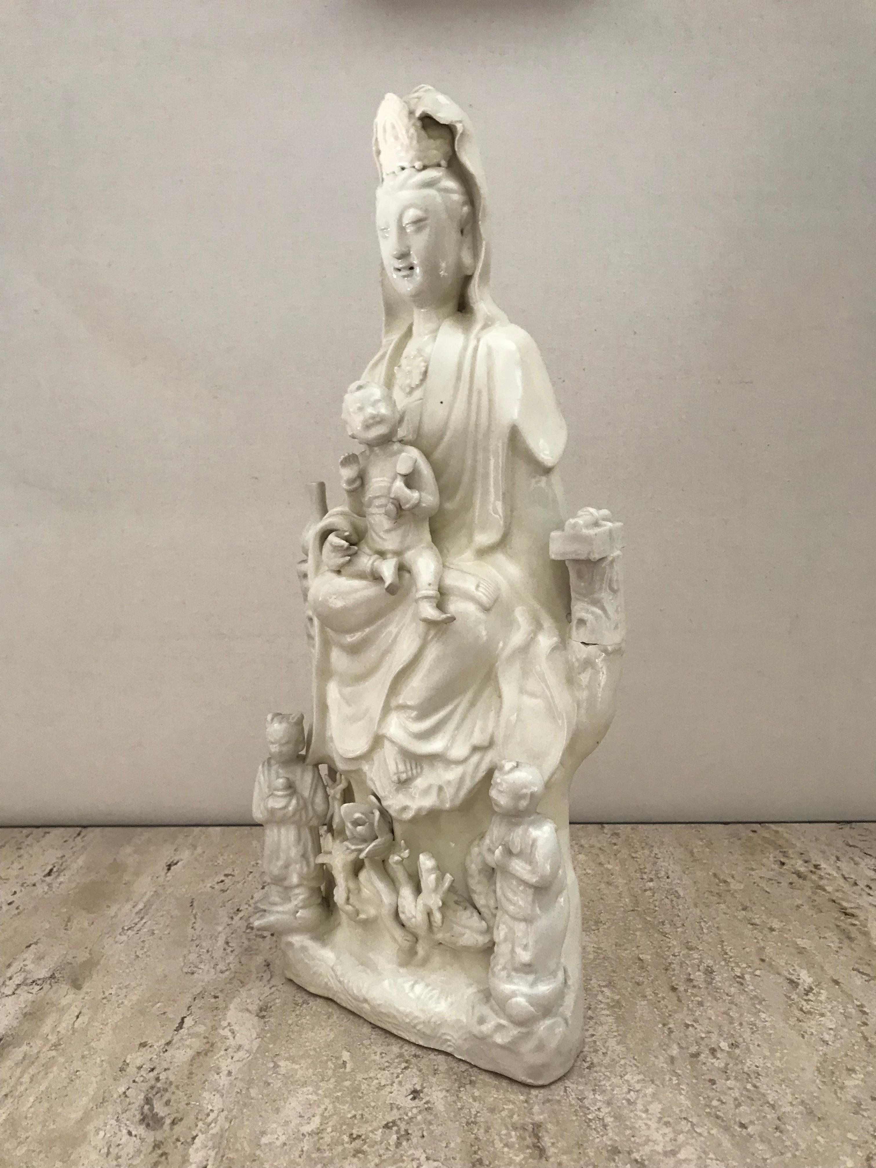 19th Century 19th century Chinese Blanc de Chine figure of Guanine For Sale
