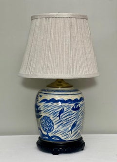 19th Century Chinese Blue and White Ginger Jar Lamp