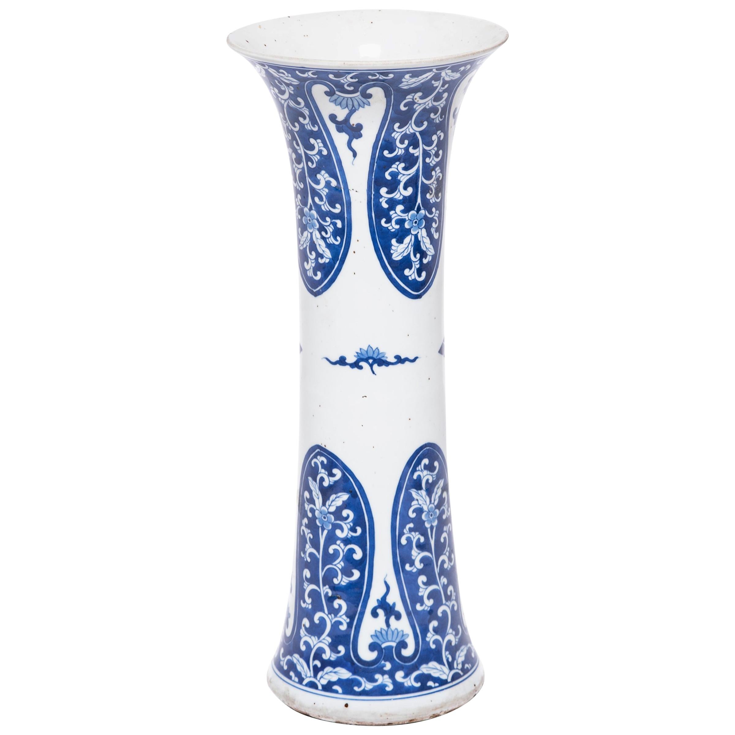19th Century Chinese Blue and White Gu Vase