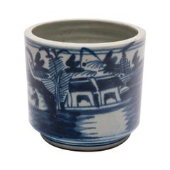 19th Century Chinese Blue and White Landscape Brush Pot