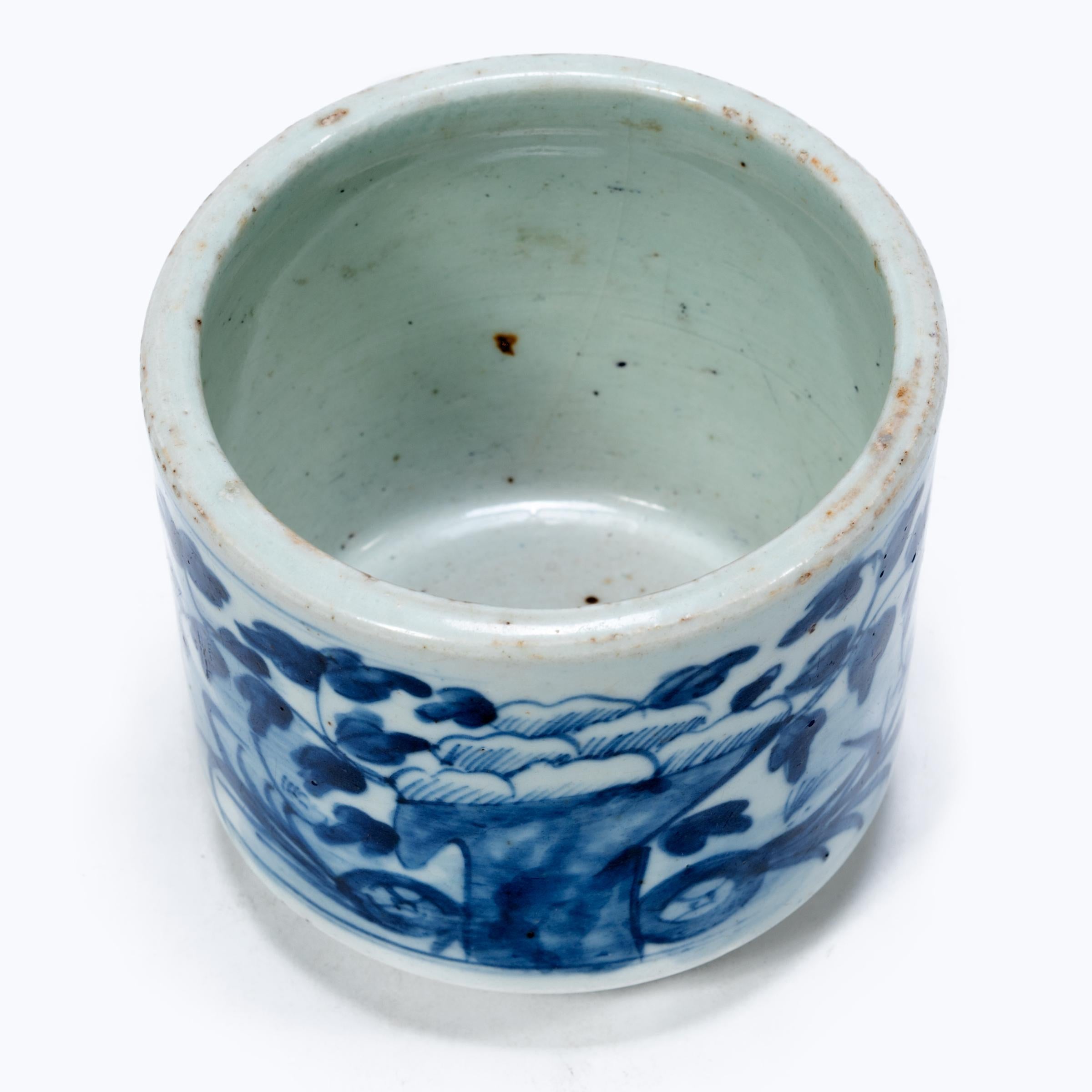 Glazed 19th Century Chinese Blue and White Offering Censer