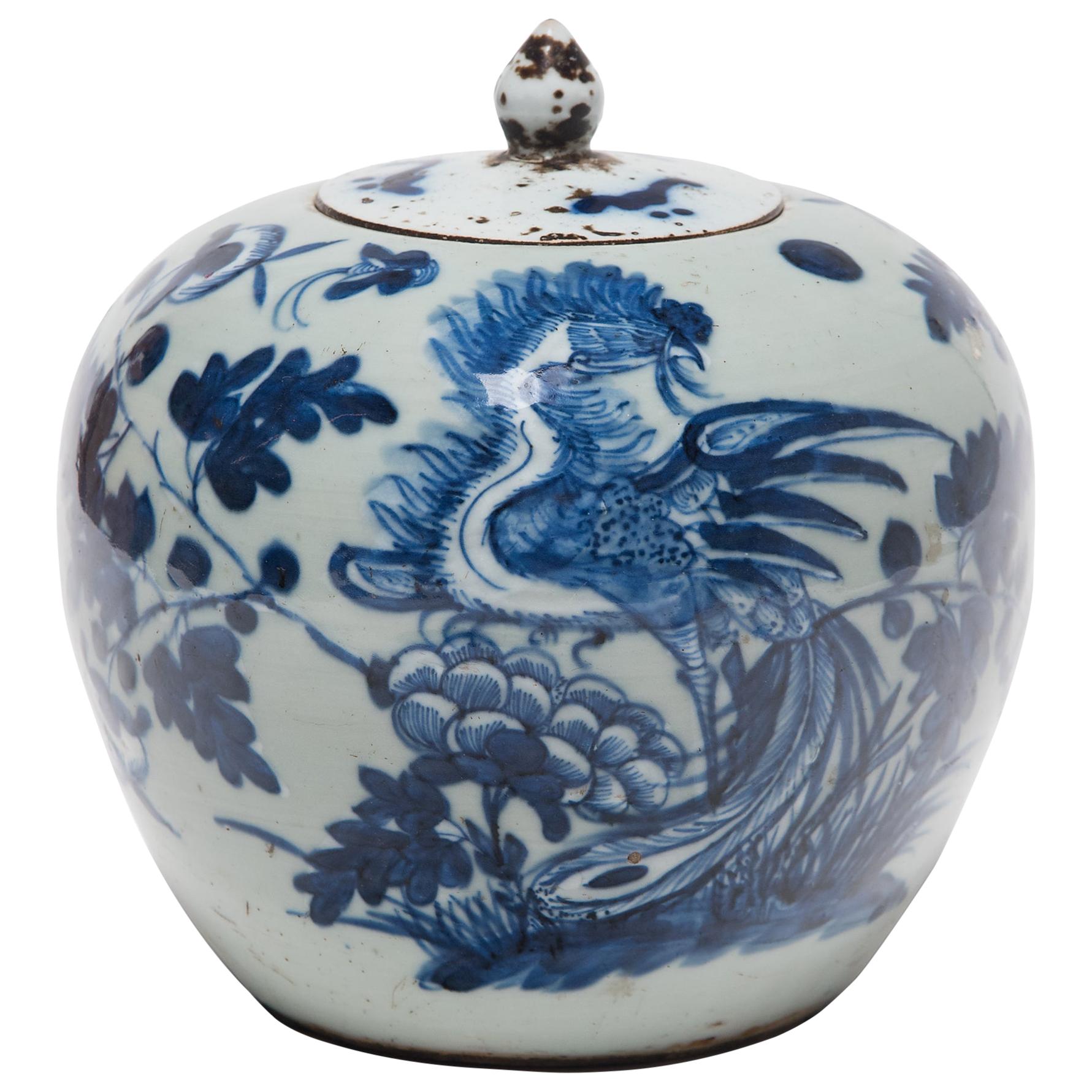 19th Century Chinese Blue and White Peony Jar
