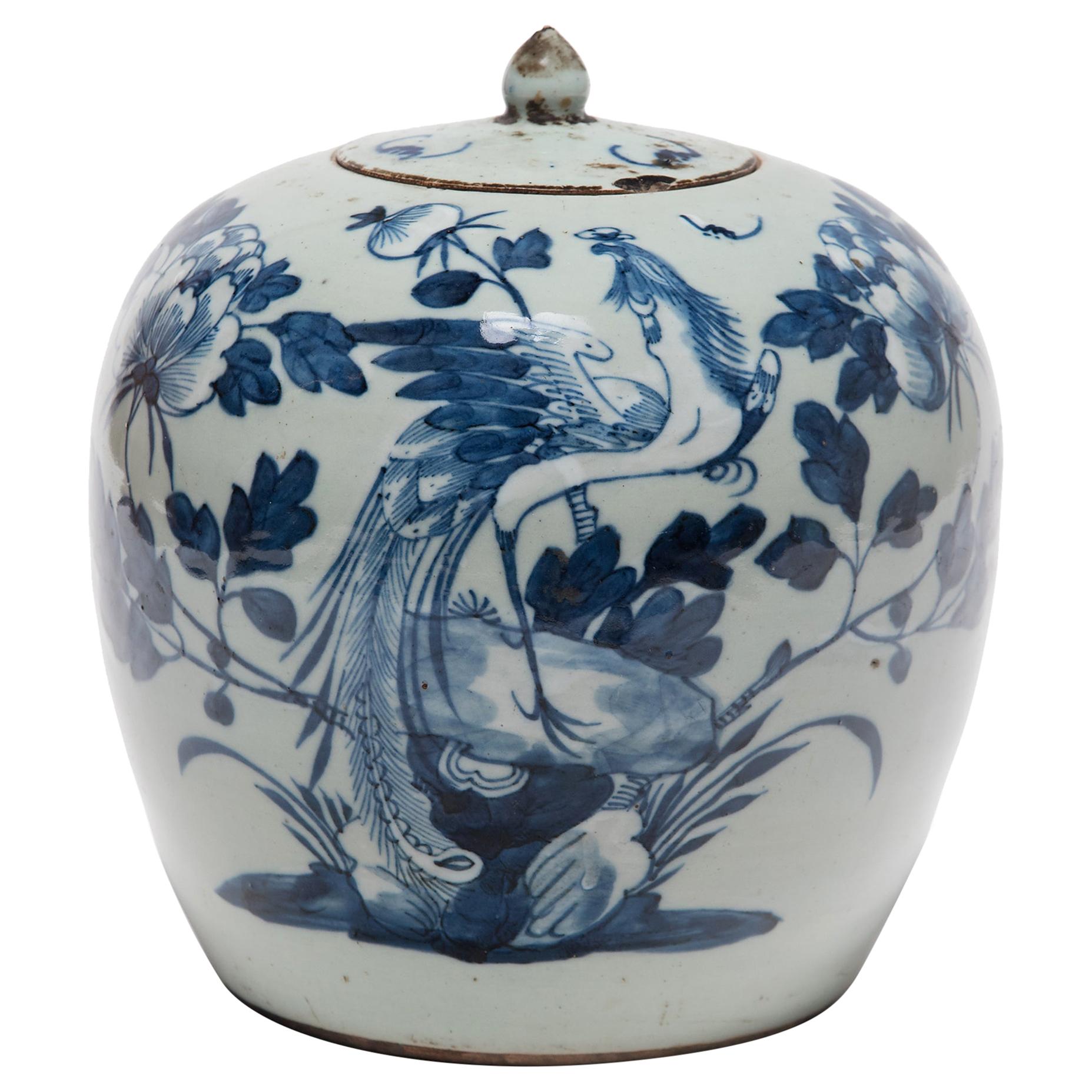19th Century Chinese Blue and White Peony Jar