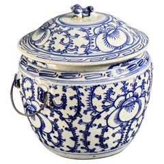 19th Century Chinese Blue and White Porcelain Covered Jar - 8.5 In
