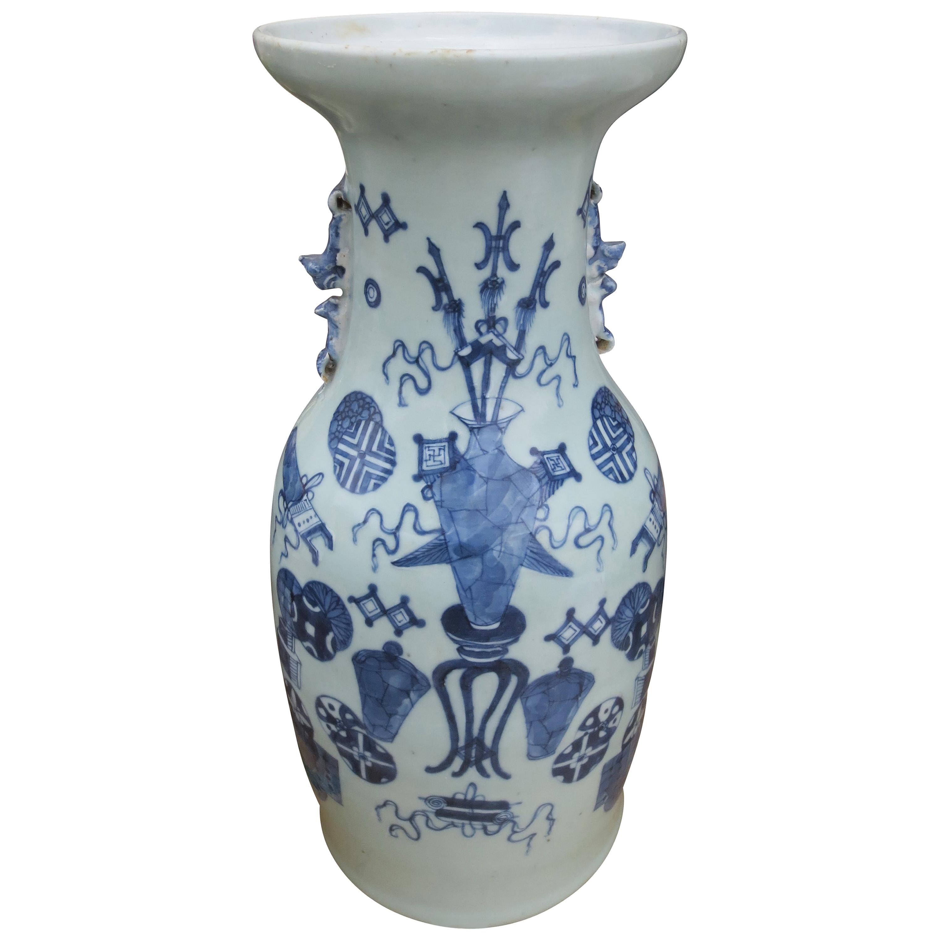 Large Chinese Blue and White Vase, circa 1860 at 1stDibs