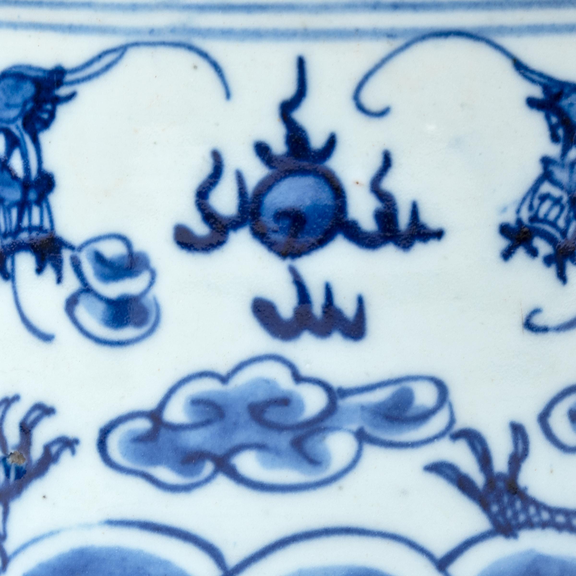 Porcelain 19th Century Chinese Blue and White Twin Dragon Censer