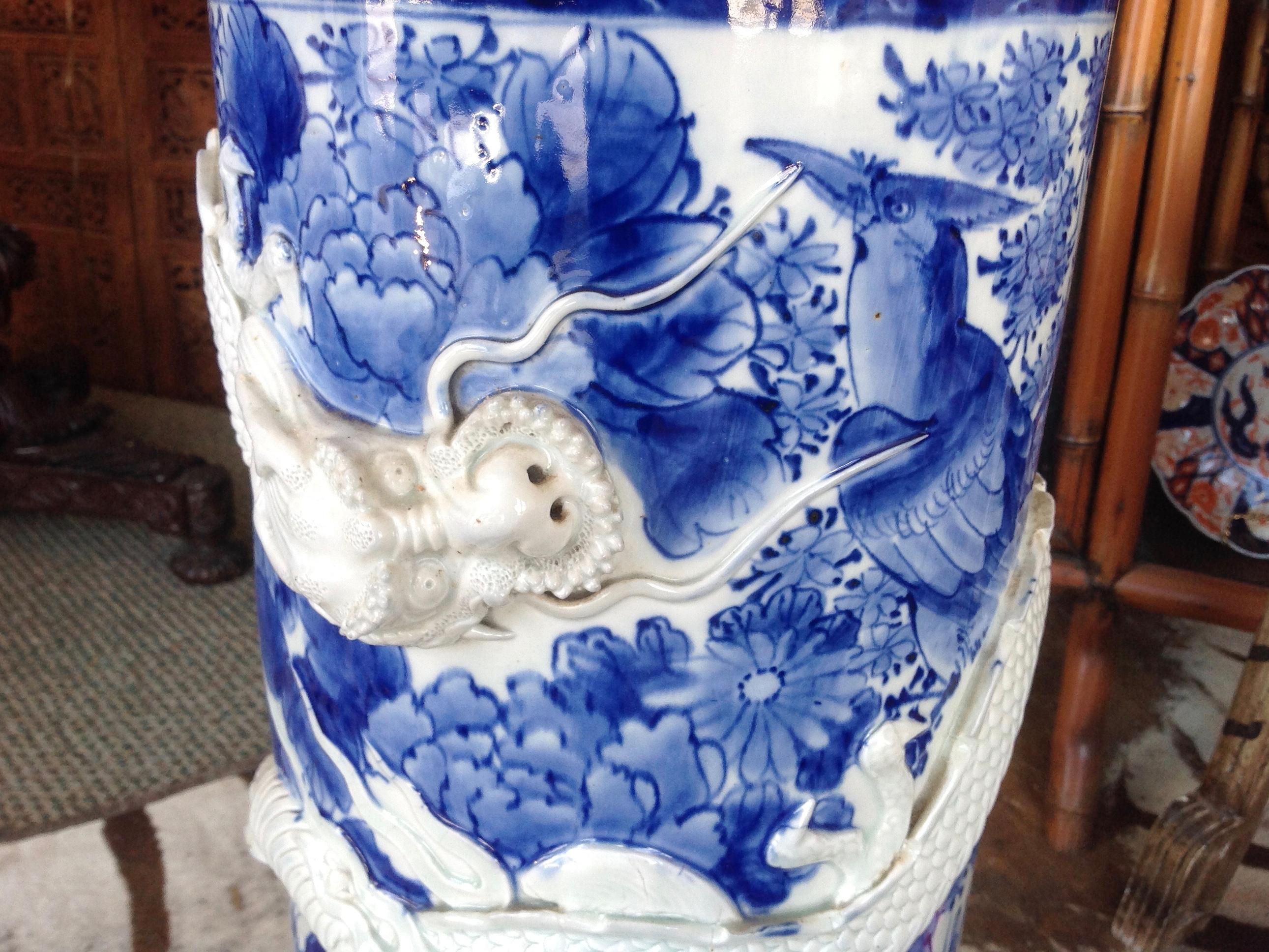 19th Century Chinese Blue and White Umbrella Stand 3