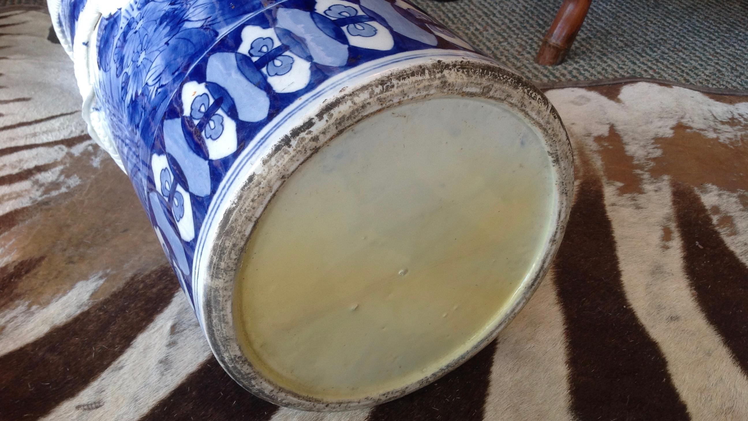 19th Century Chinese Blue and White Umbrella Stand 4