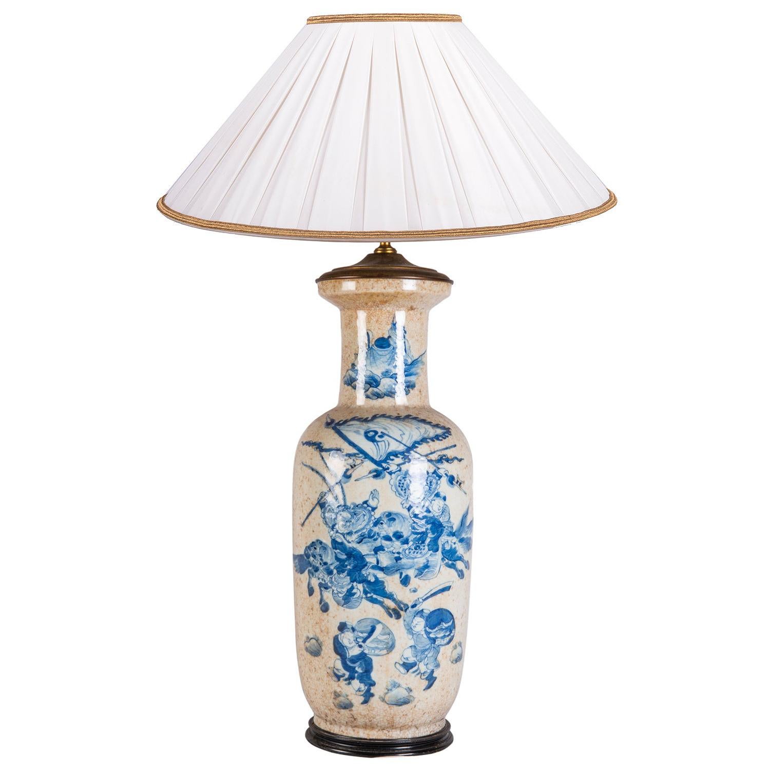 19th Century Chinese Blue and White Vase / Lamp For Sale at 1stDibs