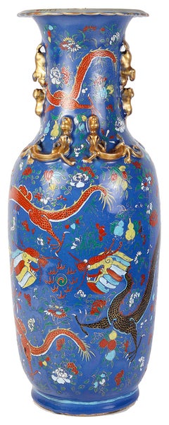 19th Century Chinese Blue Ground Vase or Lamp