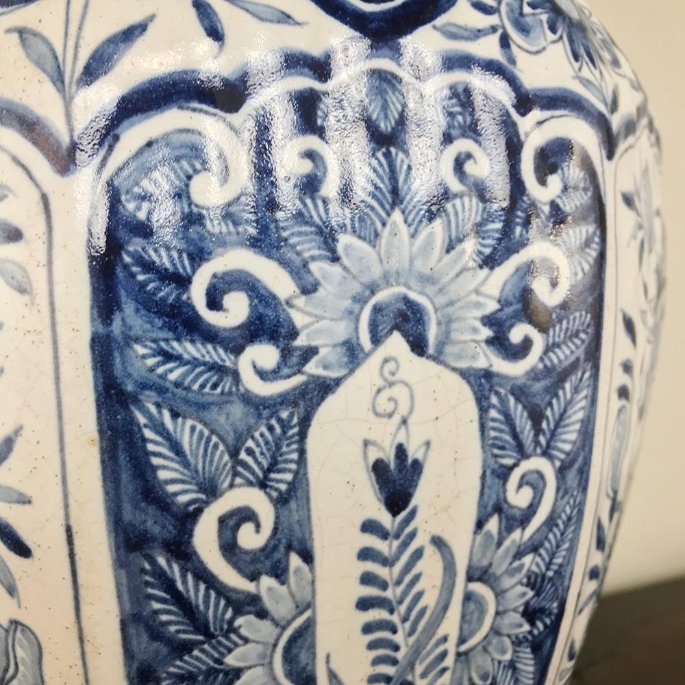 19th Century Delft Blue and White Lidded Vase 1