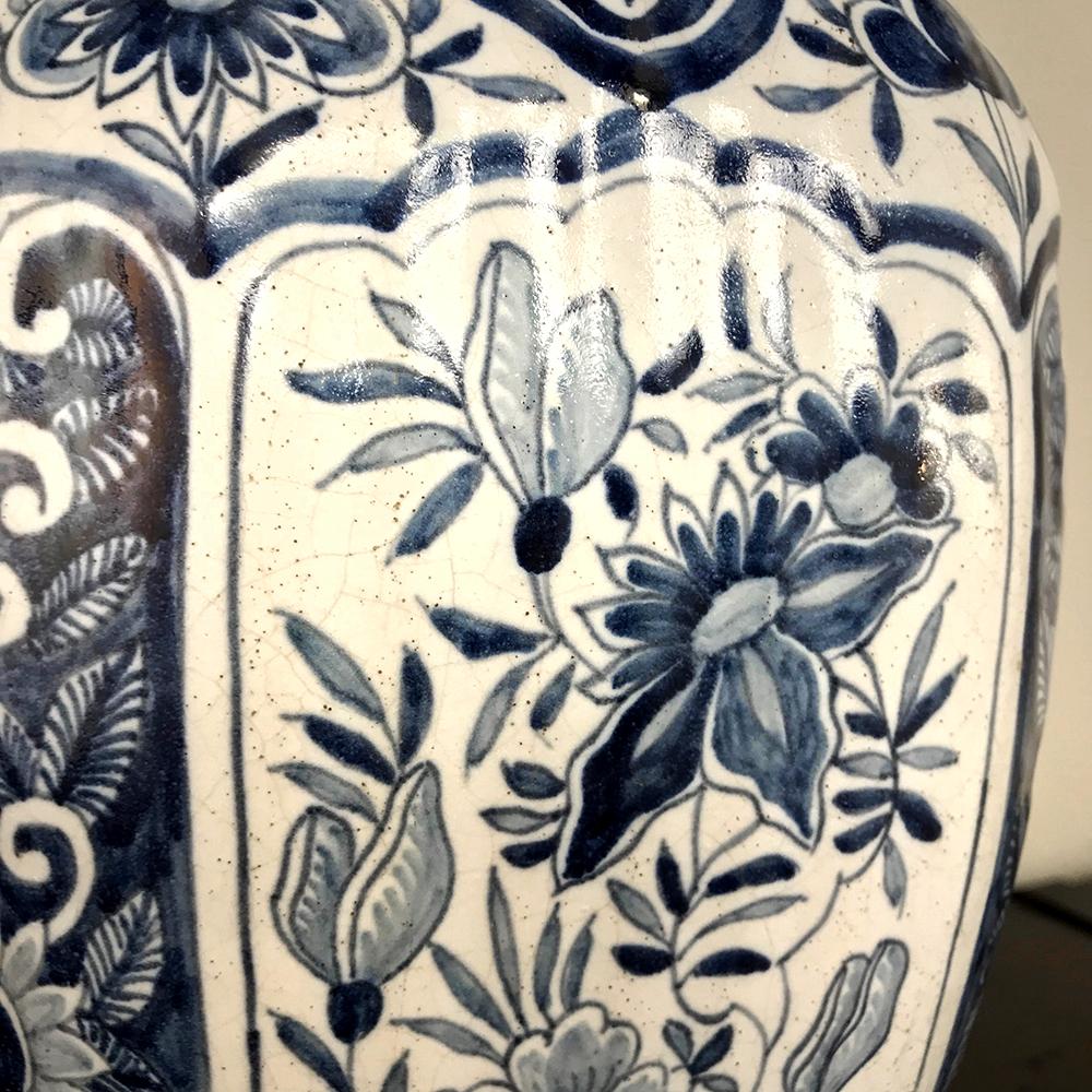19th Century Delft Blue and White Lidded Vase 2