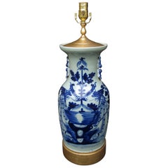 19th Century Chinese Blue and White Porcelain Lamp