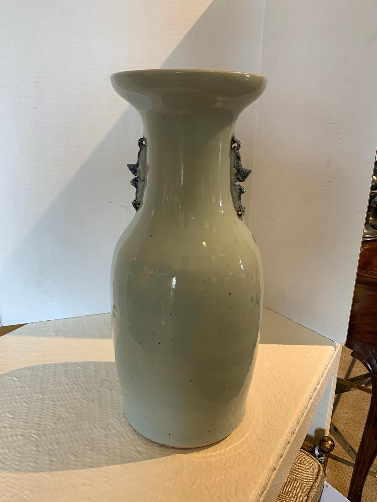 19th Century Chinese Blue and White Porcelain Vase, Unmarked For Sale 2