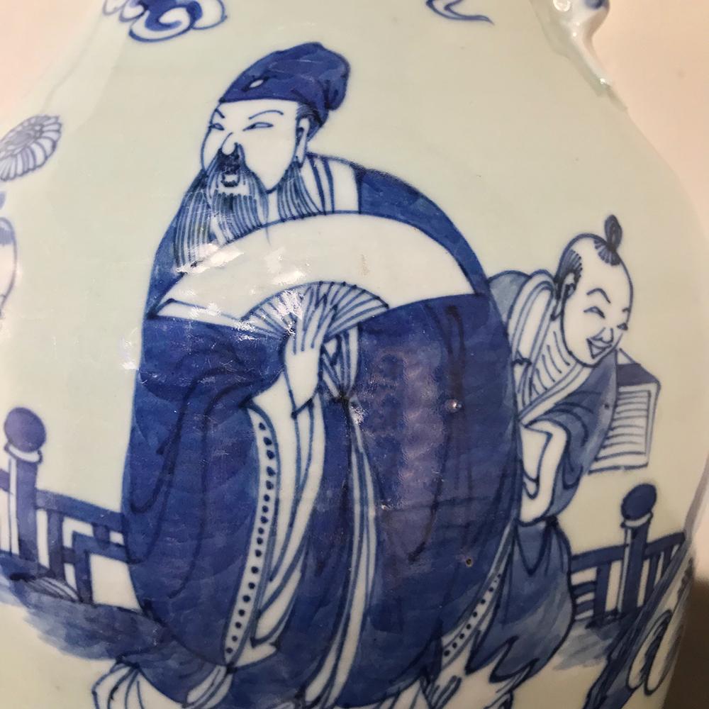 Hand-Painted 19th Century Chinese Blue and White Vase