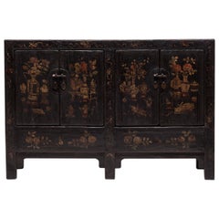 19th Century Chinese Borrowed Scenery Painted Cabinet