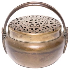 19th Century Chinese Brass Longevity Brazier