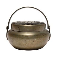 Used Chinese Brass Hand Warmer with Phoenix, c. 1850