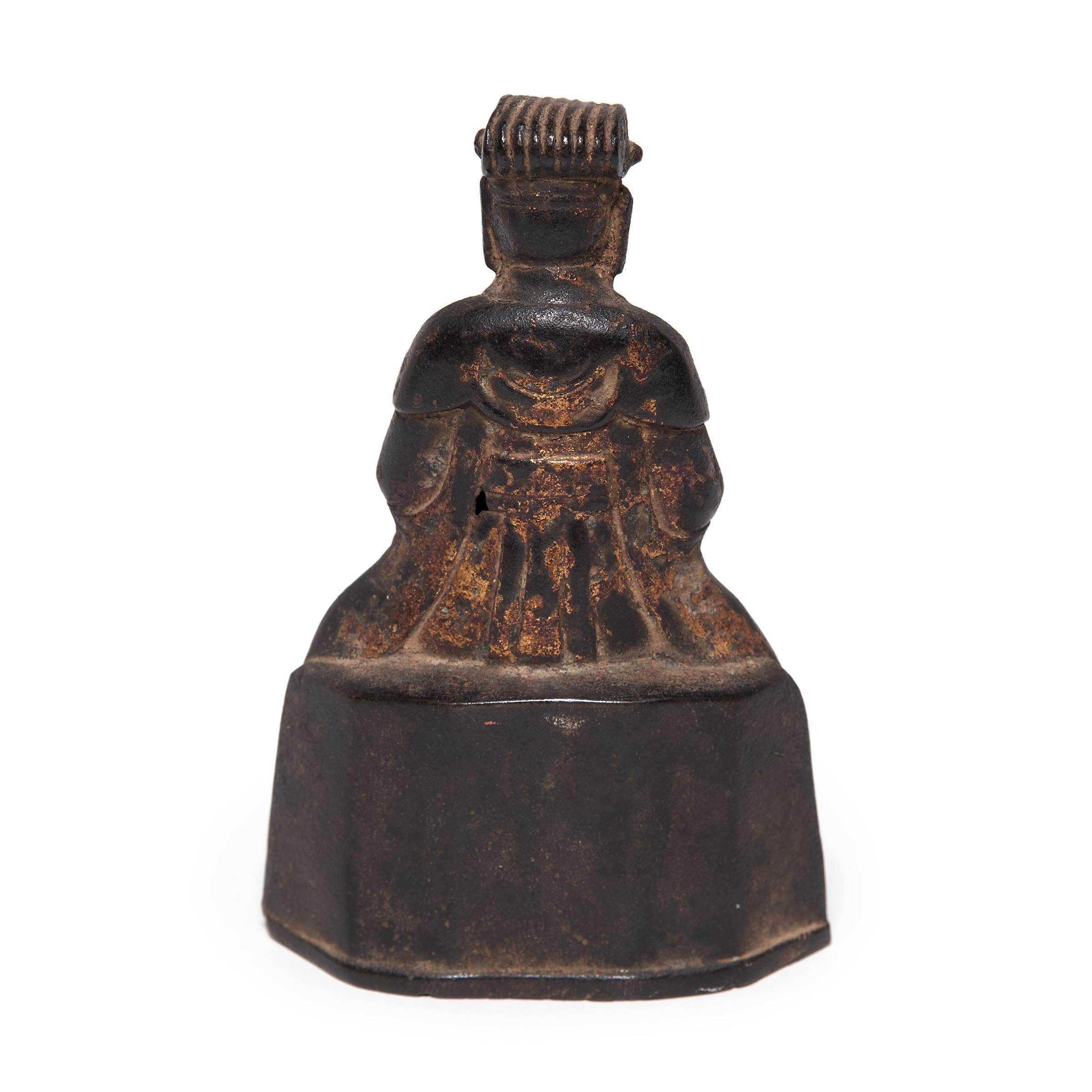 Cast Chinese Bronze God of Wealth Altar Figure, c. 1800 For Sale